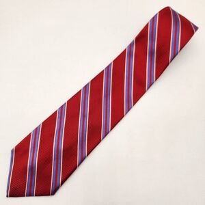 Brooks Brothers necktie men's red 100% italian silk stripes blue preppy Made USA